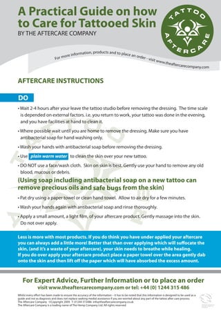 Frontier Tattoo Company - Just in case you didn't get aftercare instructions,  here they are. Please don't use A&D, Vaseline, diaper cream (yeah, for some  weird reason, that seems to be a